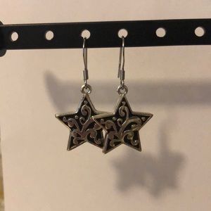 Never Worn Black and Silver Star Earrings